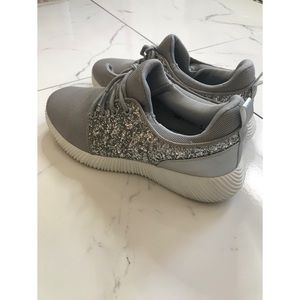 Silver Glitter Tennis Shoes Cape Robbin